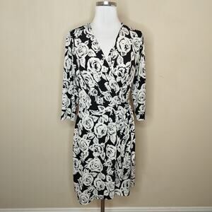 Have Floral Rose Wrap Dress Jersey Knit Stretch